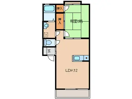 ゼンポーハイツアサカA棟(1LDK/1階)の間取り写真
