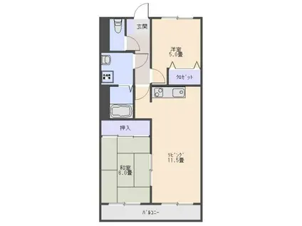 ヴィラ アイレックス(2LDK/2階)の間取り写真