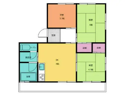 パラシオン萩丘(3DK/4階)の間取り写真