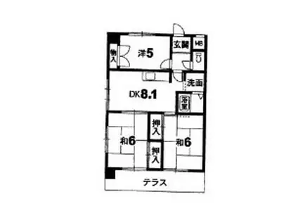 茜六番館(3DK/1階)の間取り写真