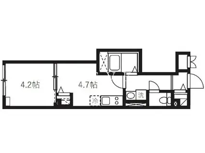エルファーロ神楽坂II(1DK/2階)の間取り写真