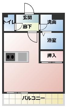 柿の木坂(ワンルーム/3階)の間取り写真