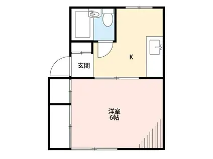 コーポ若狭(1K/1階)の間取り写真