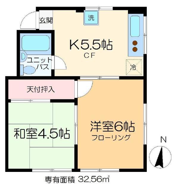 高橋コーポ(2K/1階)の間取り写真