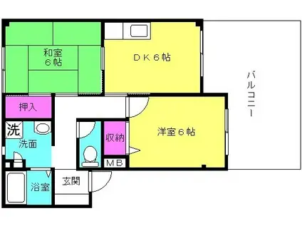 エーデルⅡ(2DK/1階)の間取り写真