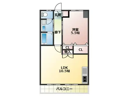 ぐらんしゅるA(1LDK/1階)の間取り写真