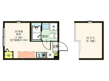 ハーモニーテラス柳原IV(ワンルーム/2階)の間取り写真