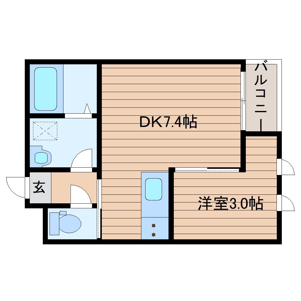 HILLS GARDEN旭ヶ丘(1DK/3階)の間取り写真
