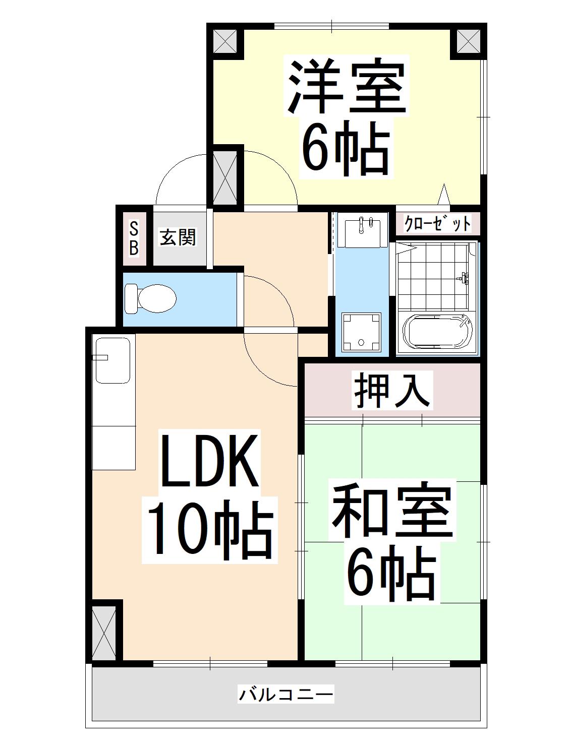 メゾン・シュバルマリン(2LDK/2階)の間取り写真
