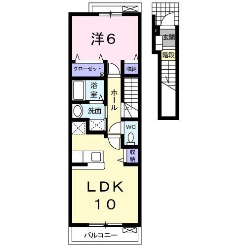 ファミールS I(1LDK/2階)の間取り写真
