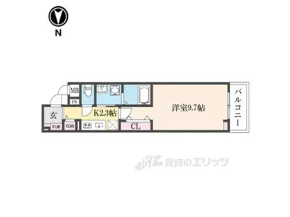 ヒカルサ奈良大森西ノース(1K/3階)の間取り写真