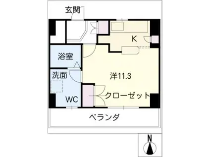 ガーデンヒルズ芳野(ワンルーム/4階)の間取り写真