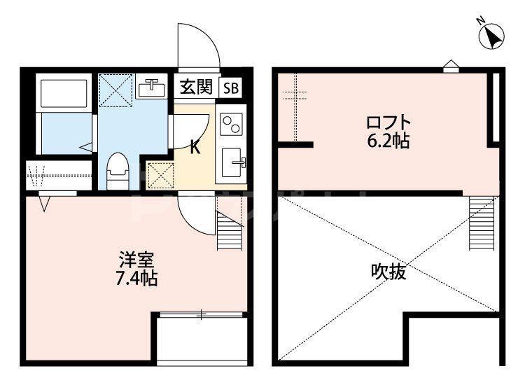 CASA DOMANI 西大宮(1K/2階)の間取り写真