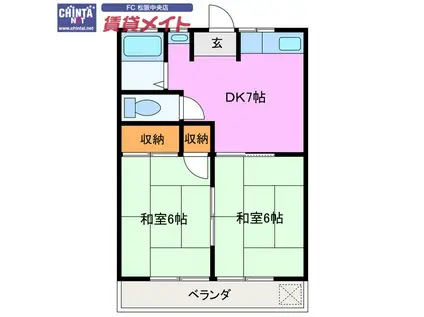 サンコーポ林(2DK/3階)の間取り写真