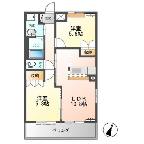ロープンドローム(2LDK/1階)の間取り写真