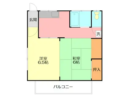 長谷ハイツ(2K/2階)の間取り写真