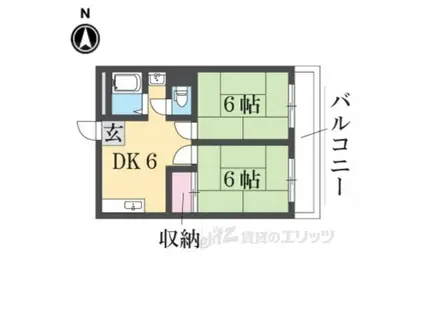 プレアール枚岡(2DK/4階)の間取り写真