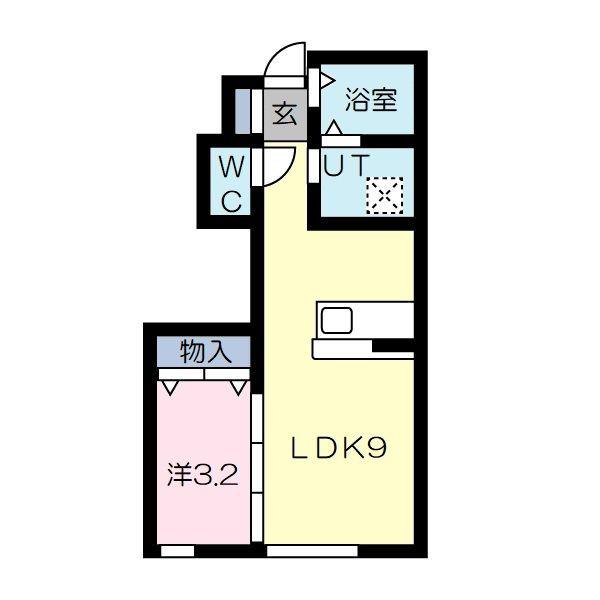 トライアングル ゆいの衛(1LDK/1階)の間取り写真