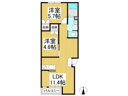 D上丸子(2LDK/2階)の間取り写真