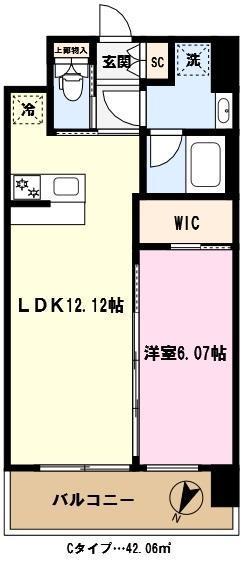 プレジオ川口(1LDK/7階)の間取り写真