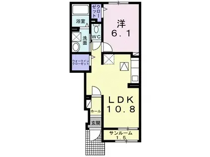 カルテット I(1LDK/1階)の間取り写真