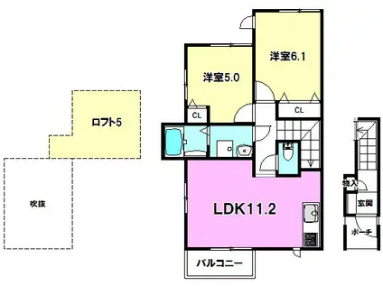 CARINO CALMA(2LDK/2階)の間取り写真