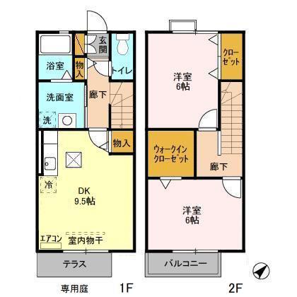 アコルテ(2DK/1階)の間取り写真
