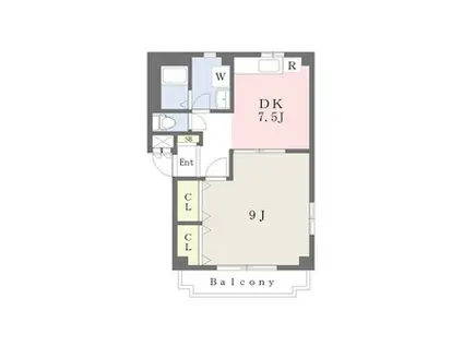 エルメゾン(1DK/2階)の間取り写真