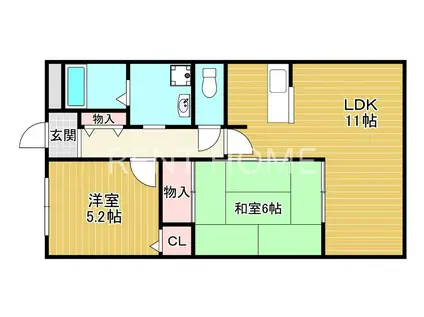 ロイヤル八尾久宝寺(2LDK/6階)の間取り写真