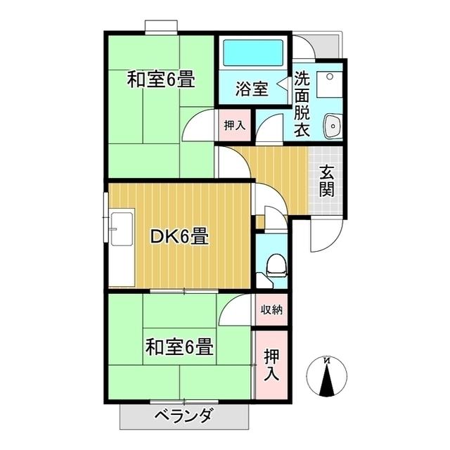 三島コーポ(2DK/2階)の間取り写真