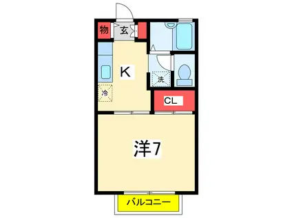 マーサ上大川(1K/1階)の間取り写真