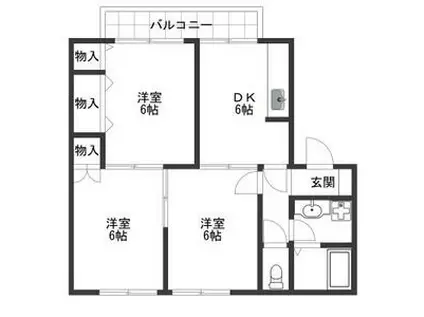 セジュールINOU(3DK/2階)の間取り写真
