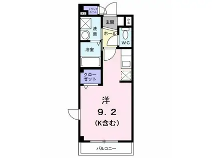 ブルックハウス(ワンルーム/3階)の間取り写真