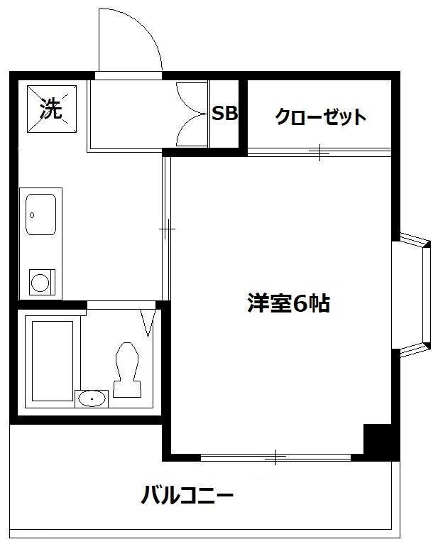 ビューポイント(1K/1階)の間取り写真
