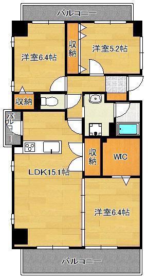 THE SQUARE・SUITE RESIDENCE(3LDK/4階)の間取り写真
