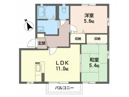 ラ・フィールドB(2LDK/2階)の間取り写真