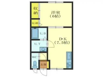 シャレムハウス(1DK/2階)の間取り写真