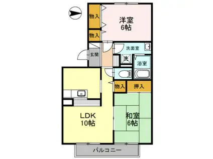 フレンドコーポ A棟(2LDK/2階)の間取り写真
