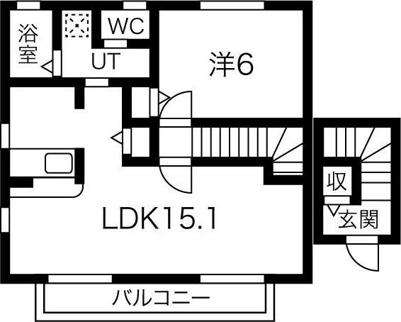 ヨーロピアンシャレータカラ(1LDK/2階)の間取り写真