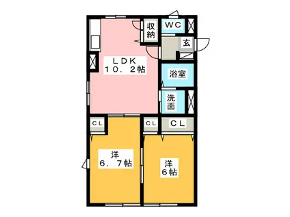 COSMOS(2LDK/1階)の間取り写真