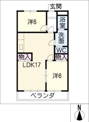 ロイヤルマンション丁田(2LDK/5階)の間取り写真