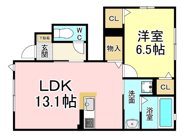 パストラル沼 Ⅱ(1LDK/1階)の間取り写真
