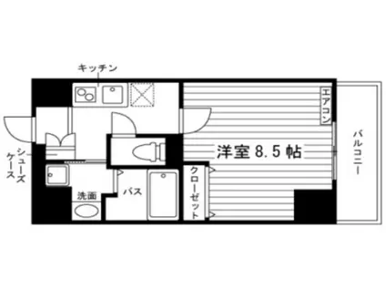 レジディア国立II(1K/6階)の間取り写真