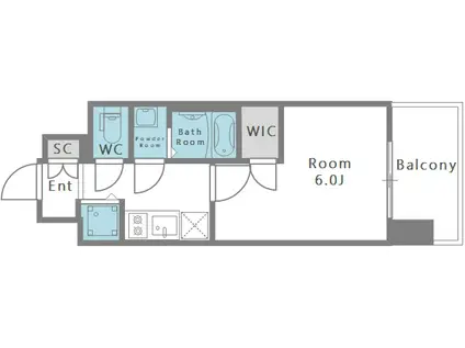 エスリード中之島サウス(1K/12階)の間取り写真