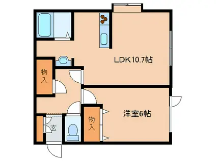 メゾンド榎(1LDK/2階)の間取り写真