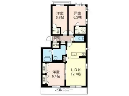 エテルノ ブリッラーレ(3LDK/2階)の間取り写真