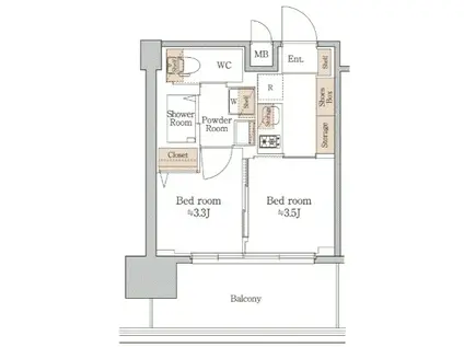 ジオエント梅田北リバーフロント(2K/9階)の間取り写真