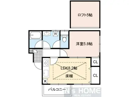 プラウデストコート新森古市(1LDK/2階)の間取り写真