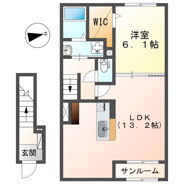エトワール ブランシュ(1LDK/2階)の間取り写真