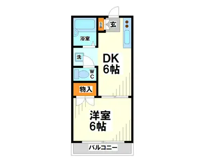 ホワイトハウス(1DK/2階)の間取り写真
